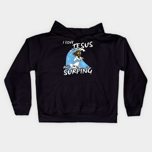 Christian Surfer, I Love Jesus and Surfing Kids Hoodie